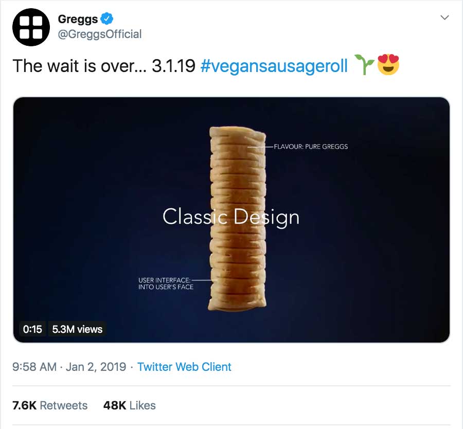 greggs vegan sausage roll - The Good, Bad, and Ugly Marketing Campaigns of 2019